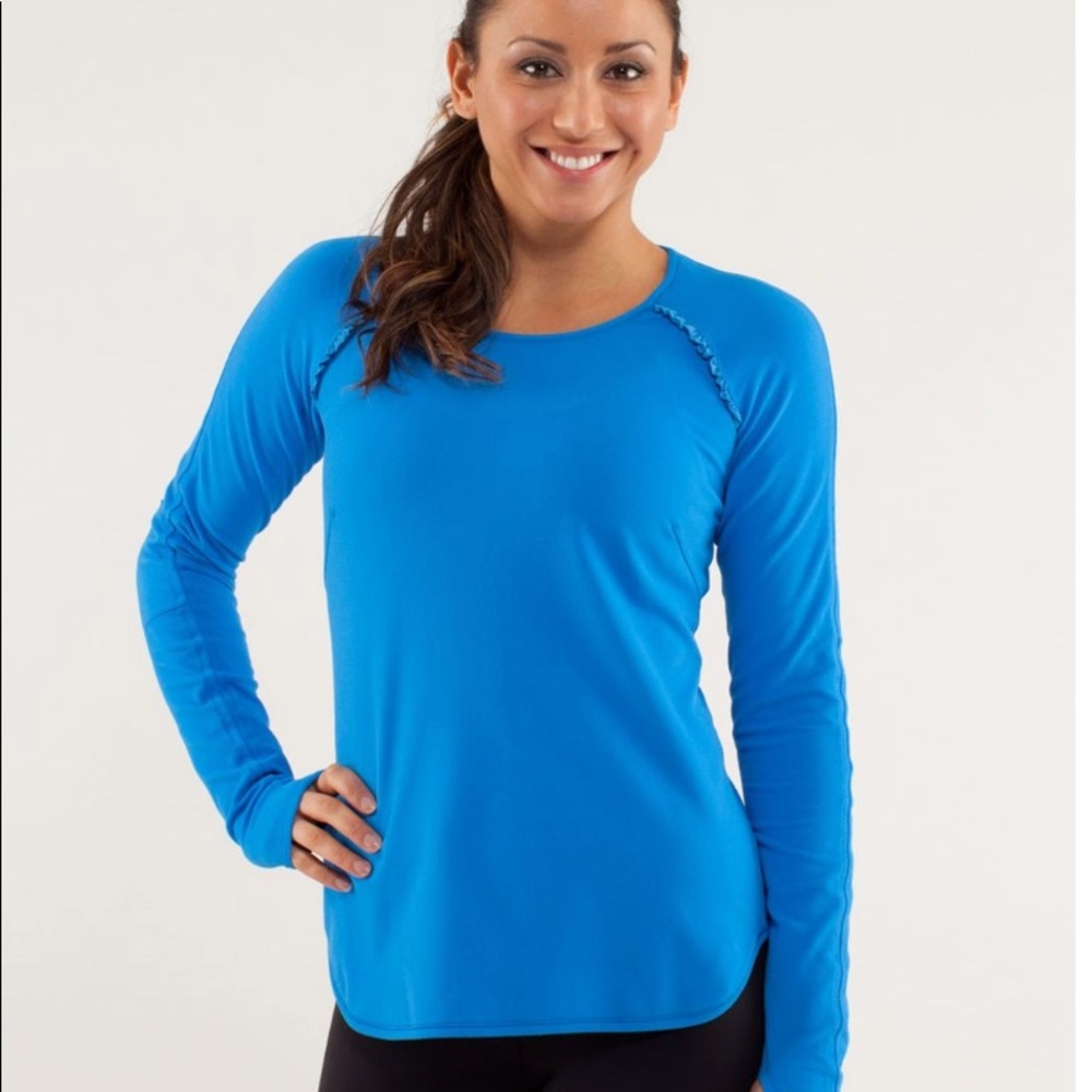 Lululemon Runder Under Ruffle Long Sleeve, Blue